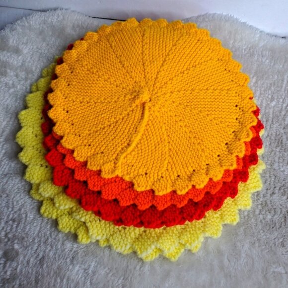 Handmade Retro Set of 6 Crochet Medium Boho Potholders Placemats Dishcloths - Picture 1 of 4